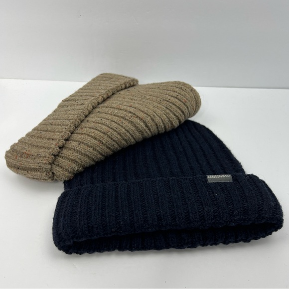 LARSSON & CO SPIRIT OF SCANDINAVIA, WARM BEANIE SET,BEIGE & NAVY BLUE, ONE SIZE - Picture 4 of 16